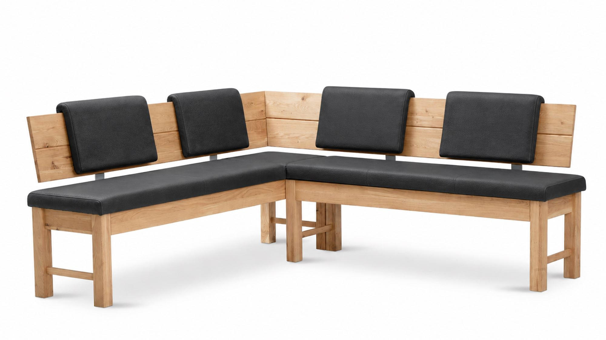 ECKBANK mit Truhe Dyan 2 für 5 Personen Massivholz Wildeiche/Grau - Wildeiche/Grau, Holz (167/192cm) - 58aufmkessel