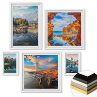 WANDBILDER 5er-Set - 50x50 cm & 20x30 cm & 40x60 cm Weißer Rahmen - Aussicht Paris New York Treppen - Weiß, Kunststoff (40/60cm) - ArtPrintCave