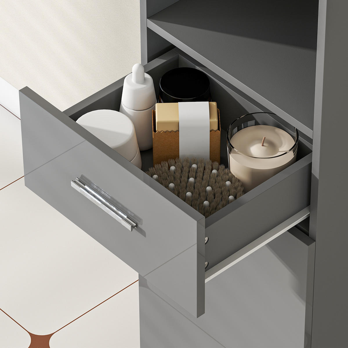 HOCHSCHRANK DE-08531 Grau - Grau, Holzwerkstoff (30/180/30cm) - ComfortXL