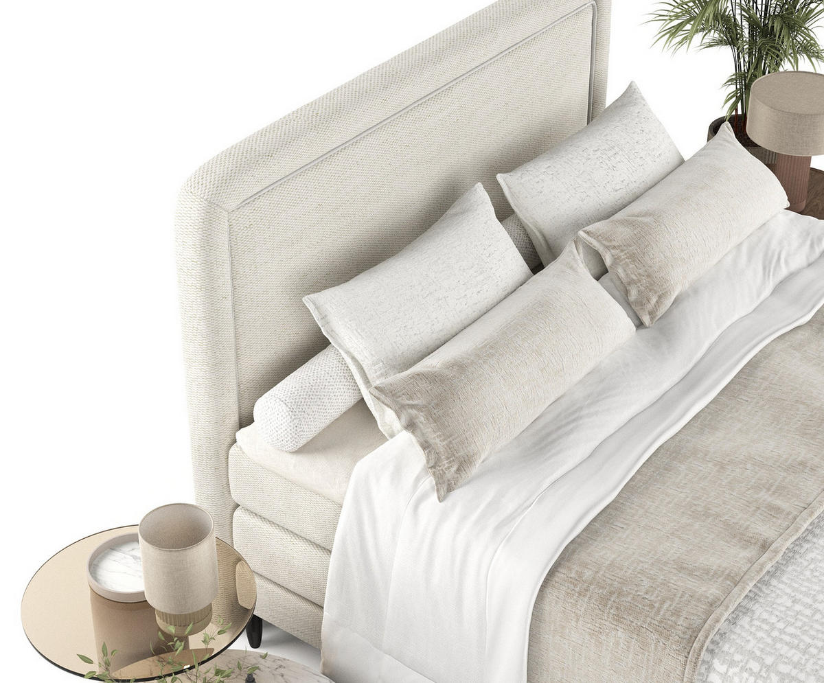 BOXSPRINGBETT Dove Creme 180/200 cm mit Matratzen und Topper - Creme/Schwarz, Holz/Holzwerkstoff (180/200cm) - Maison de Reve