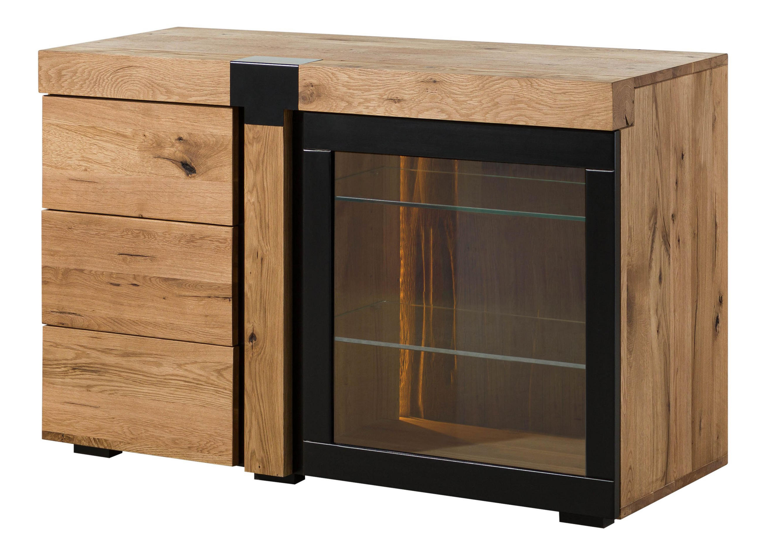 SIDEBOARD Wildeiche 115x45x75 natur geölt ROTTERDAM #115 - Braun, Holz (115/75/45cm) - Massivmoebel24