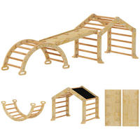 INDOOR-KLETTERGERÜST 9-in-1 Rampe Rutsche Leiter Schreibtafel - Naturfarben, Holz (52.5/48/100cm) - AIYAPLAY