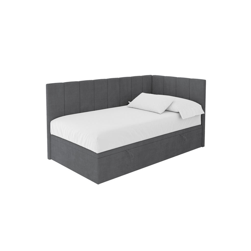 ALTDECOR JEDNOLŮŽKOVÁ POSTEL pro mládež s úložným prostorem vlevo, bez matrace - LOVY 80x200 tmavě šedá