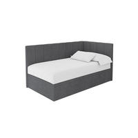 EINZELBETT Jugendbett mit Bettkasten Links, mit Matratze - LOVY 80x200 Dunkelgrau - Graphitfarben, Holzwerkstoff/Textil (80/200cm) - ALTDECOR