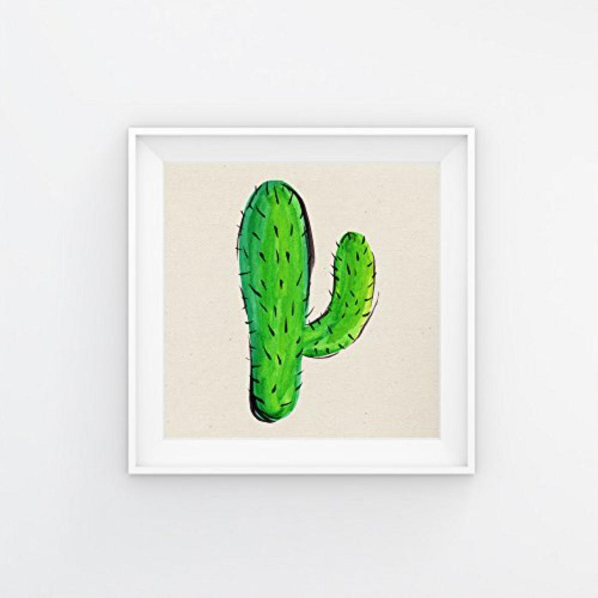 POSTER Set mit 4 Bunte Kaktus 20x20cm Schwarzer Rahmen - Schwarz, Papier (20/3cm) - Nacnic