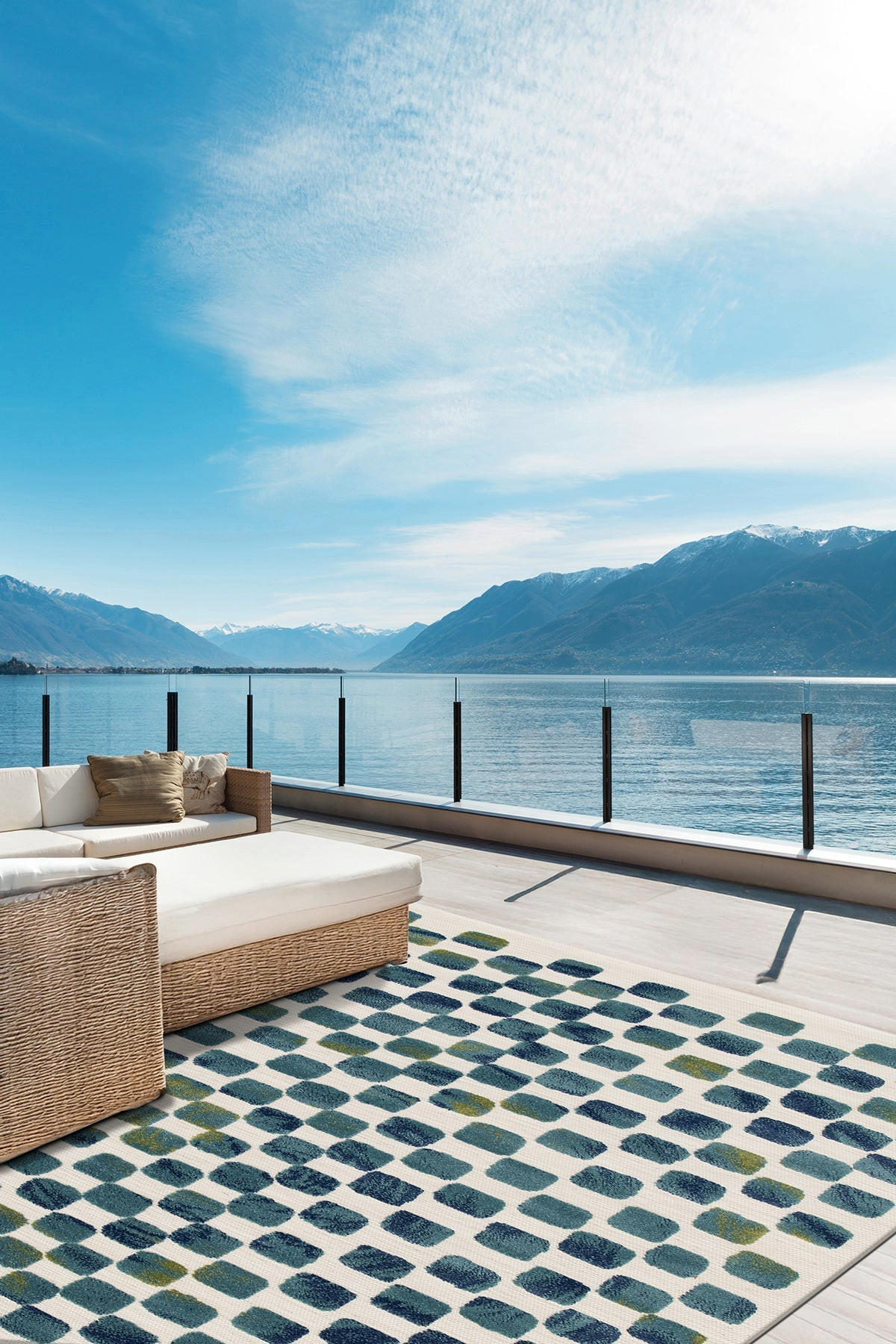 TEPPICH modern grafisch blau - Blau, Textil (120/170cm) - AFK Living