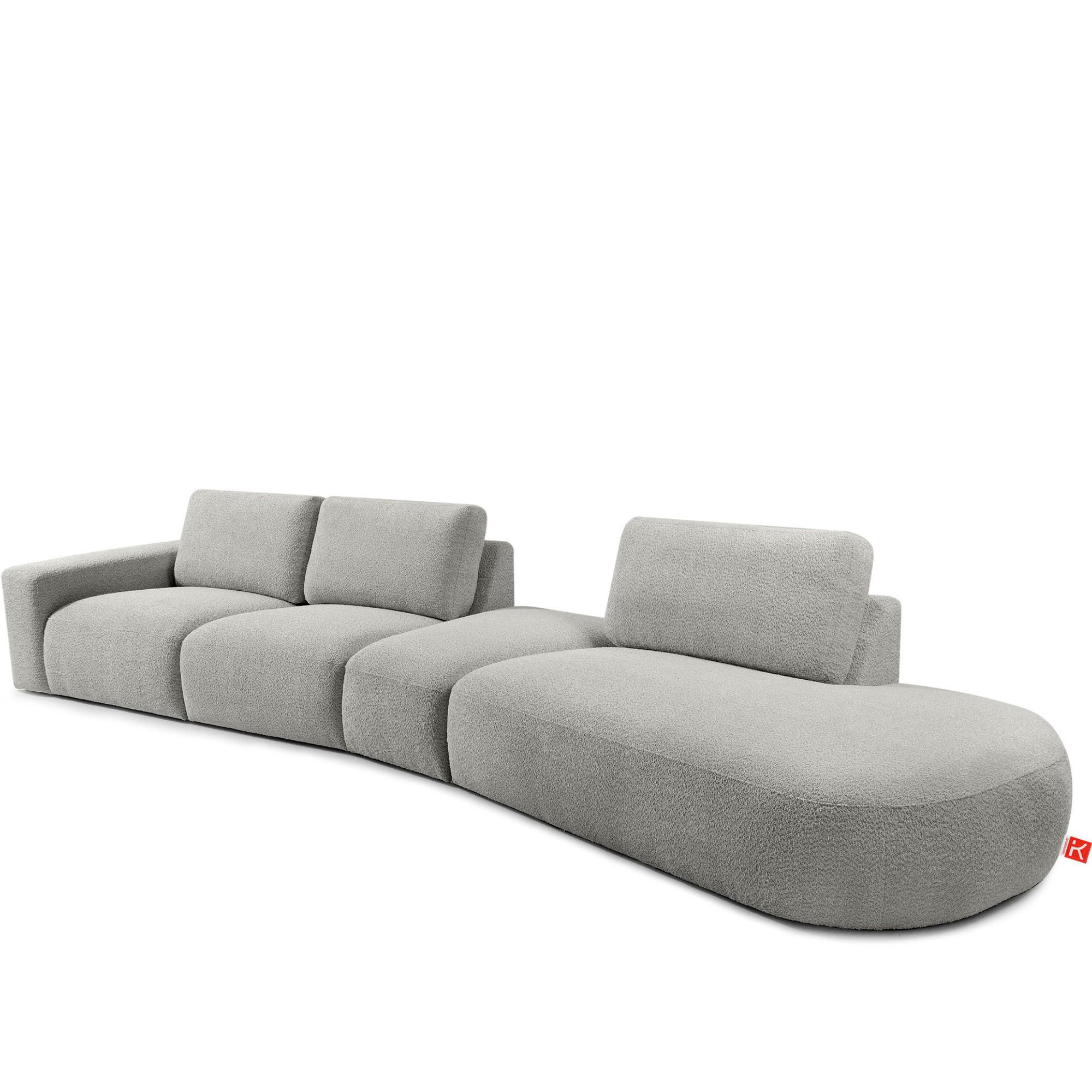 5-SITZER ECKSOFA ZUCCO Boucle rechts, Hellgrau - Hellgrau, Textil (430/84/105cm) - KONSIMO®
