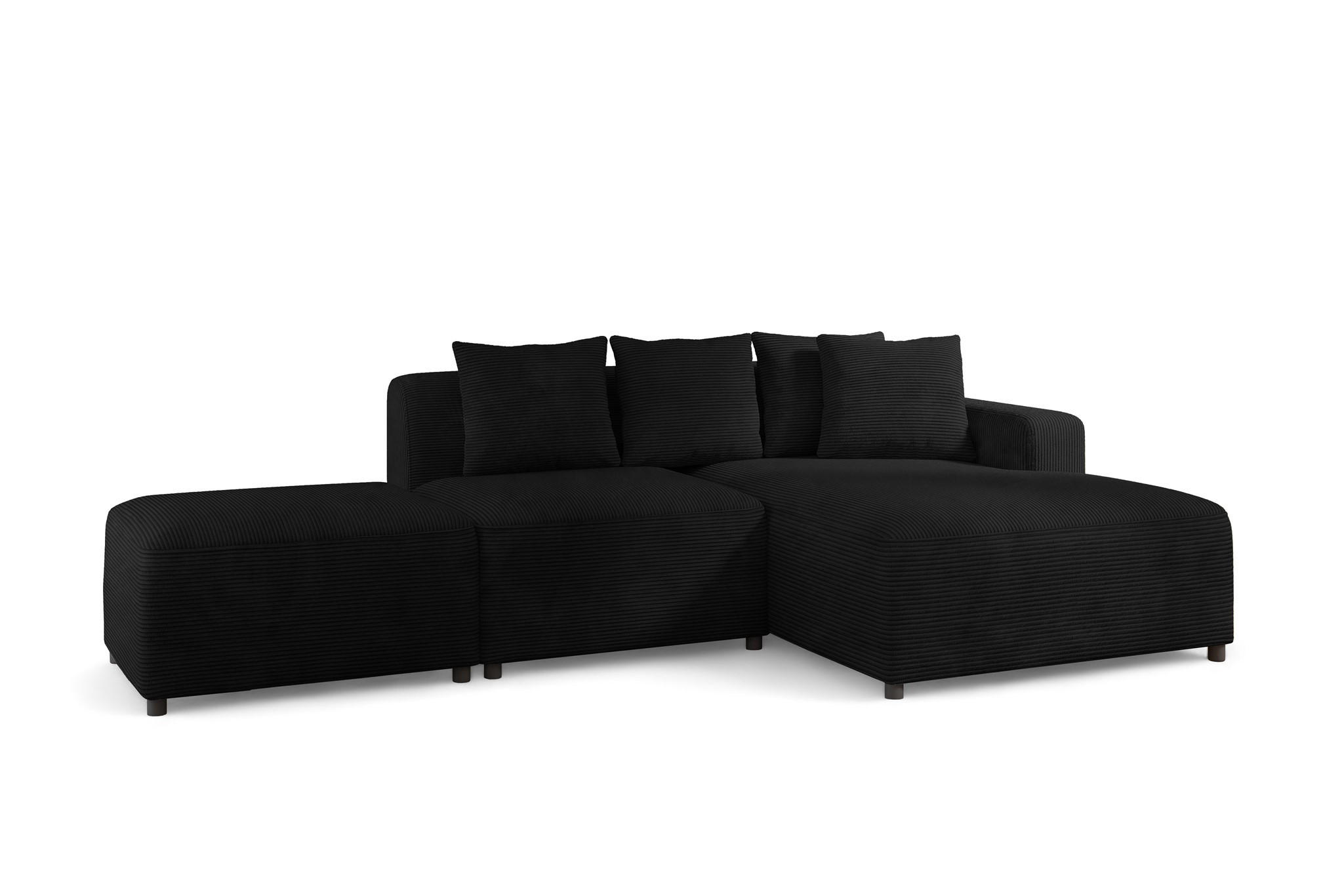 ECKSOFA Megan Xs In Poso - Schwarz, Holzwerkstoff/Textil (304/165cm) - Fun Möbel