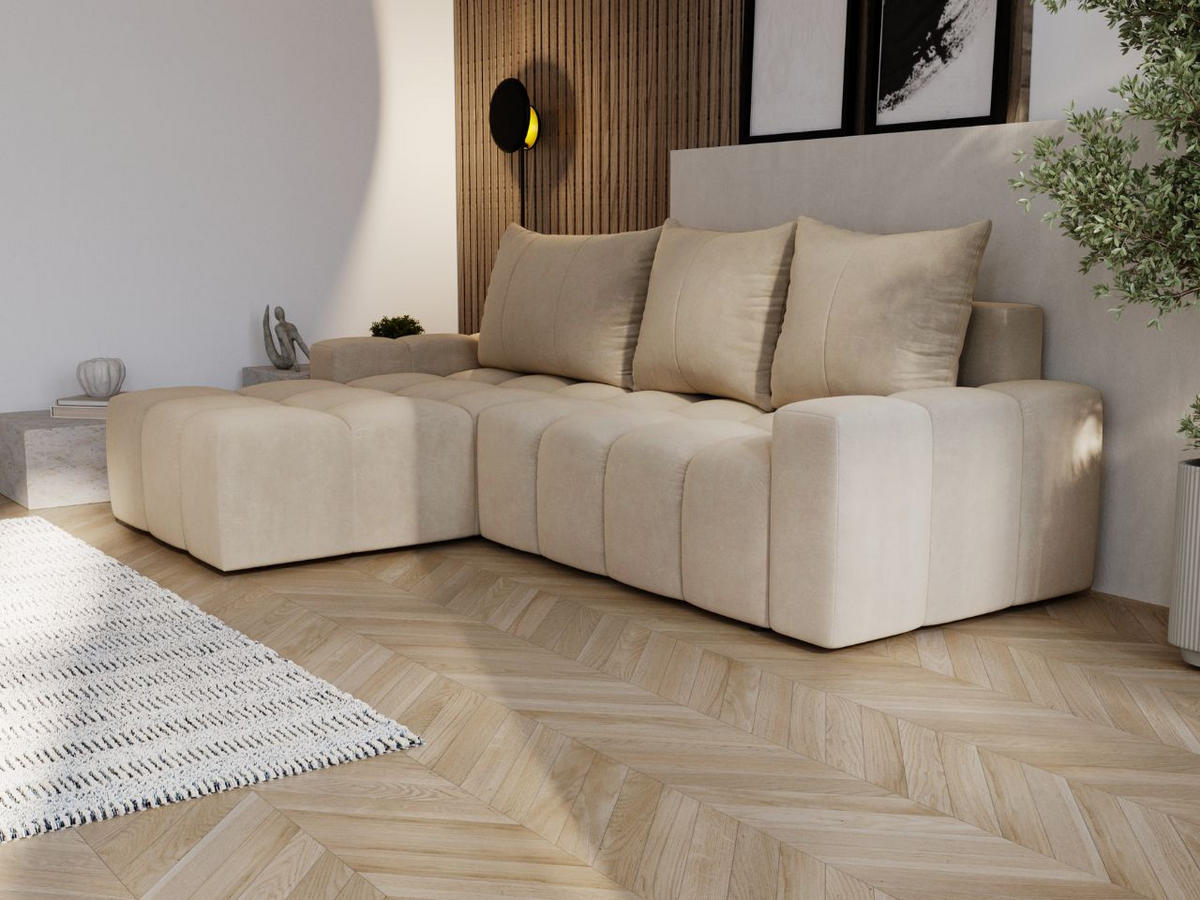 ECKSOFA Bresso Beige - Beige, Holz/Textil (255/168cm) - Graingold