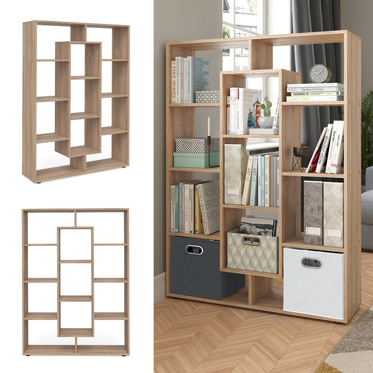 RAUMTEILER Sonoma 107.2 x 143 cm - Sonoma Eiche, Holzwerkstoff (107.2/143/29cm) - Vicco