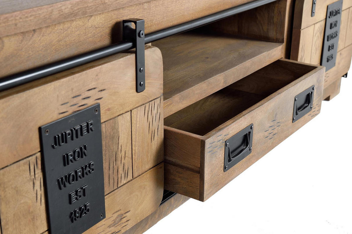 TV-SCHRANK in Akazie mit Metalldetails - Braun, Holz (180/55/50cm) - Giner y Colomer