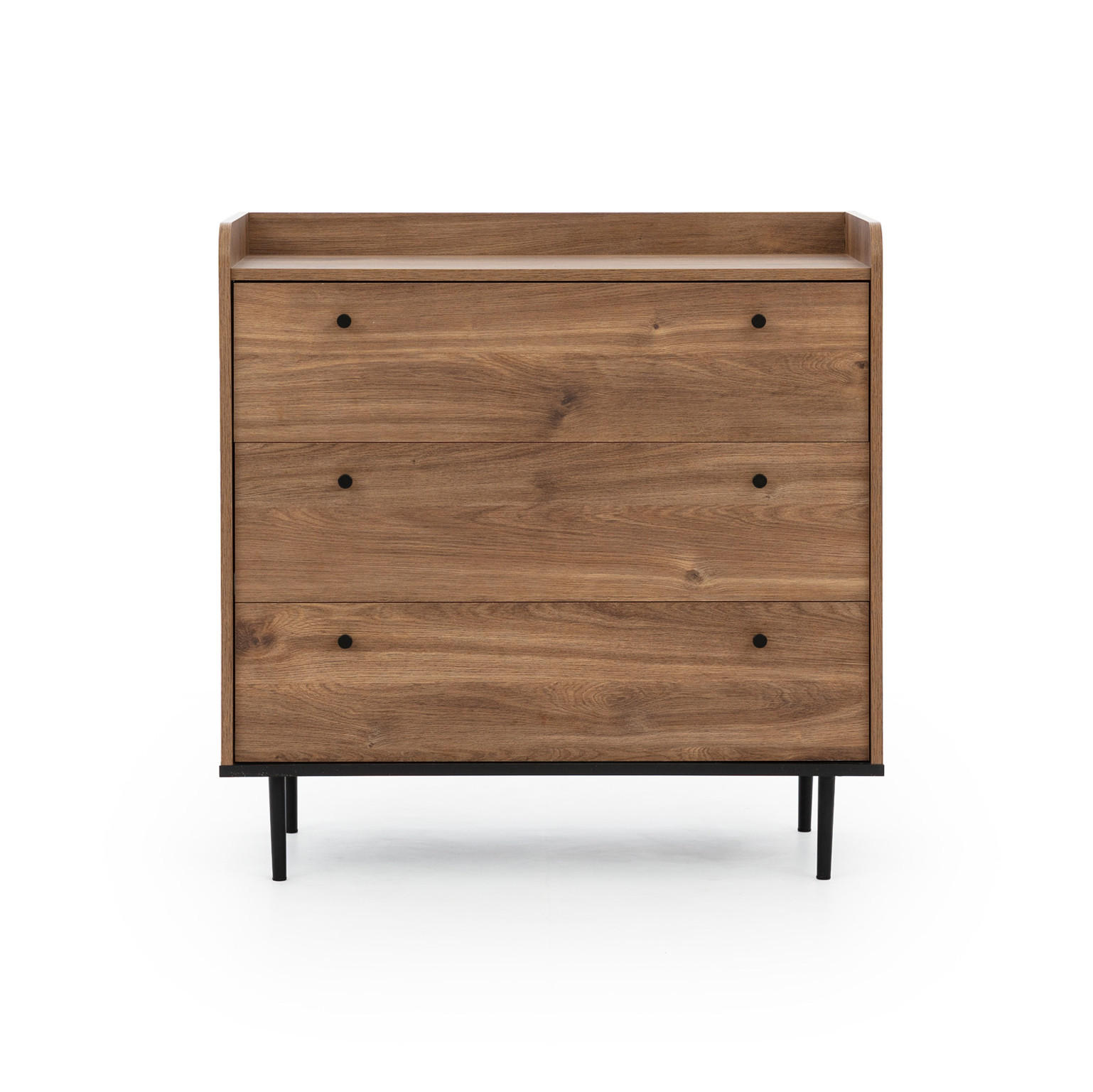 KOMMODE Vasilia mit 3 Schubladen, Brandy Castello - Eichefarben, Holzwerkstoff (90/90/45cm) - Beautysofa