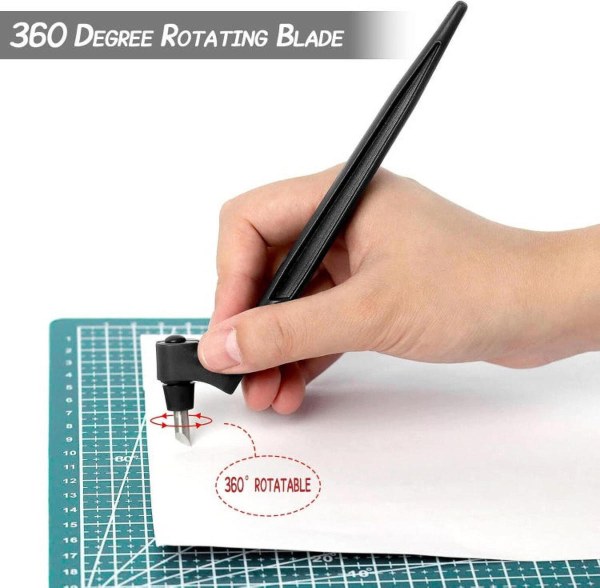 SCHERE – 360-Grad-Drehung – geeignet zum Schneiden von Papier – mit 3 Klingen - Schwarz, Metall (17.8/3.5/1cm) - DCA