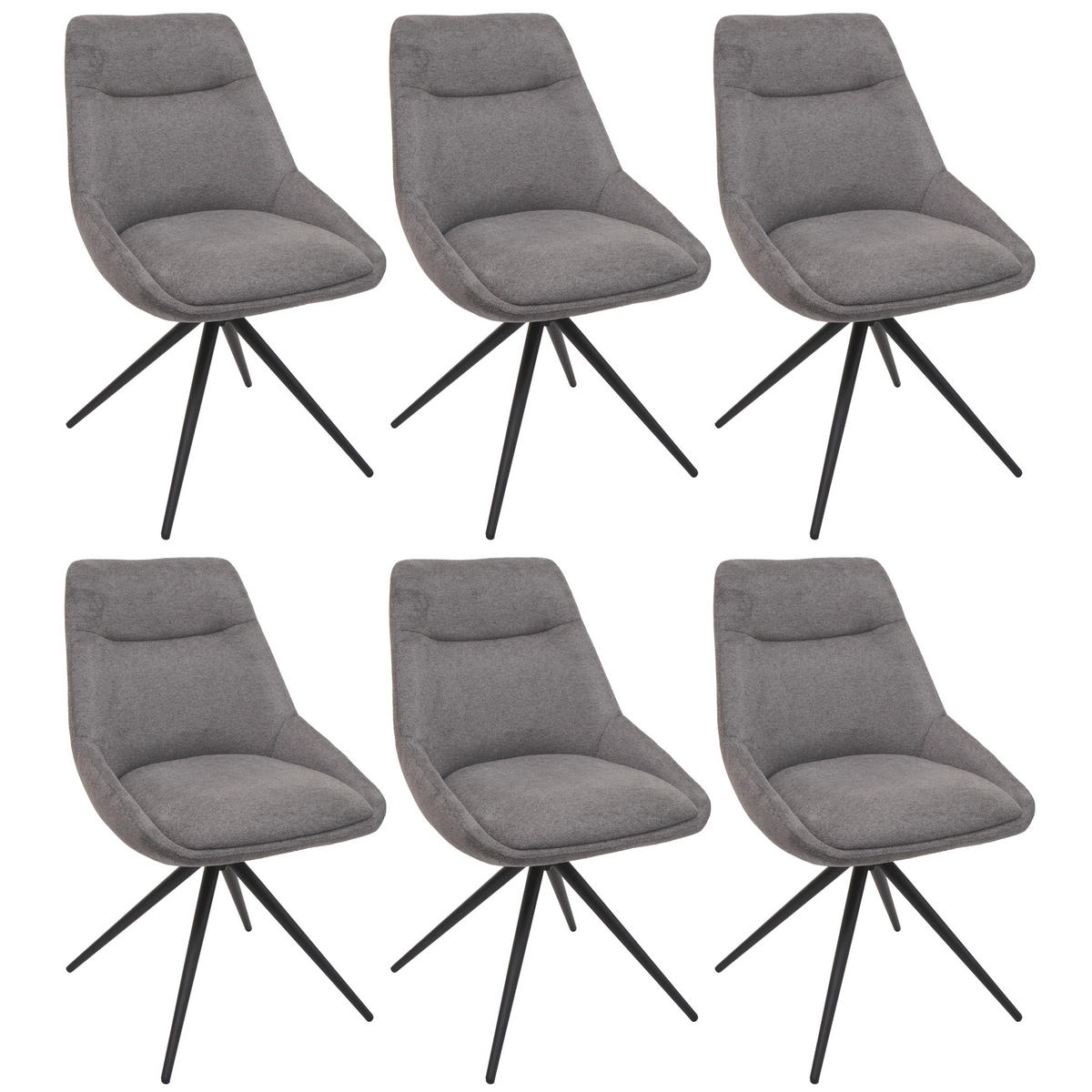 ESSZIMMERSTUHL Grau 6er-Set - Grau, Textil (51/86/60cm) - MCW