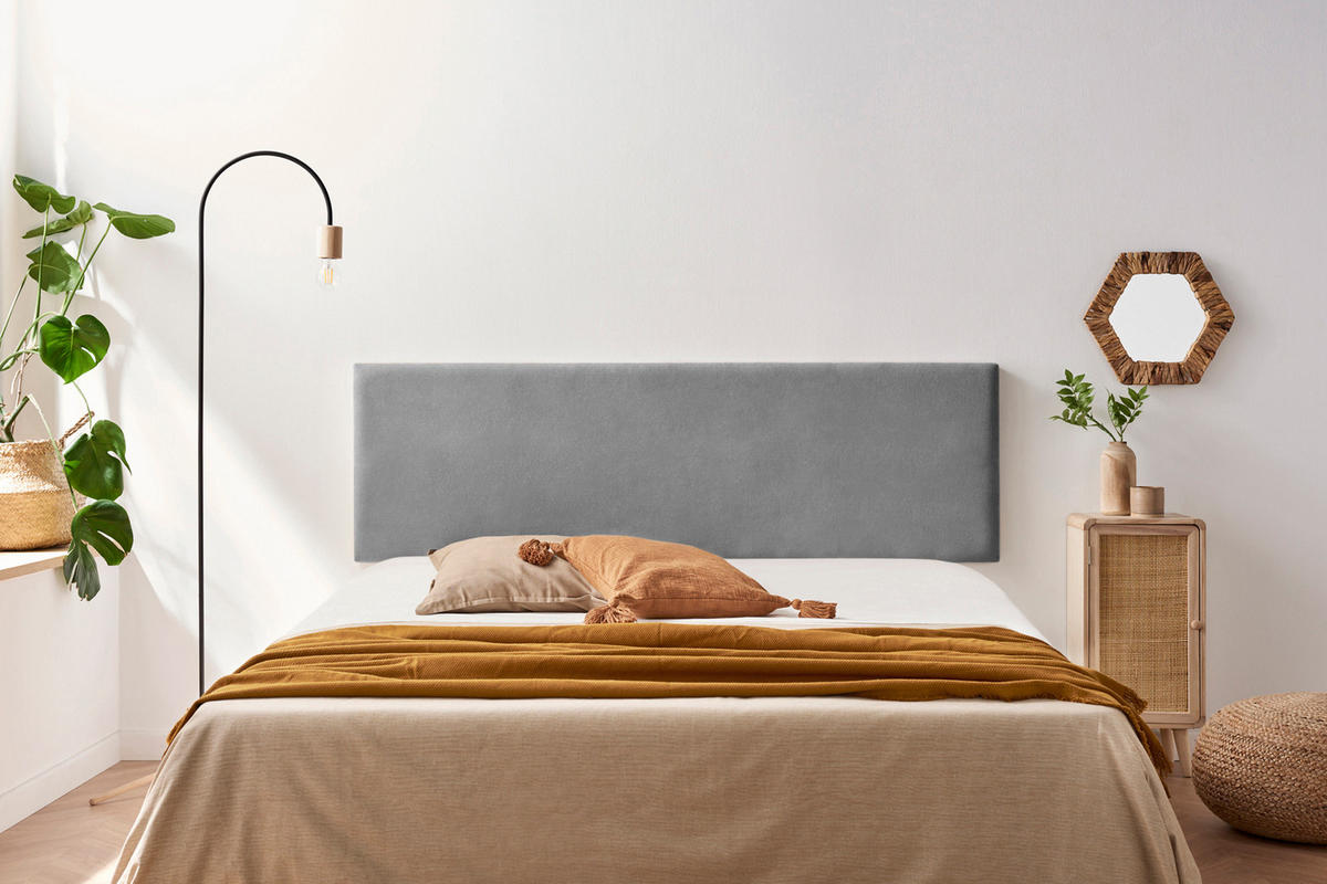 KOPFTEIL gepolstert NOVA Aqualine 100x50x5 cm - Hellgrau - Moonia - Hellgrau, Holz (100/5/50cm)