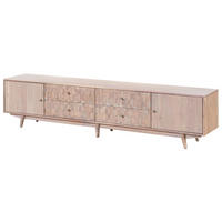 TV-BOARD Akazie 220x40x49 weiß lackiert MOSAYK #220 - Weiß, Holz (220/49/40cm) - Massivmoebel24