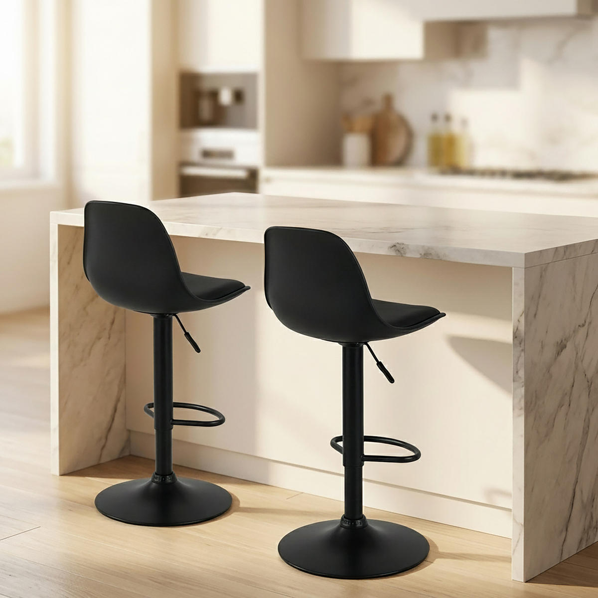SCAUN Negru bar Set-2 reglabil pe înălțime cu spătar - negru, material plastic/metal (38/103/38cm) - Relaxdays