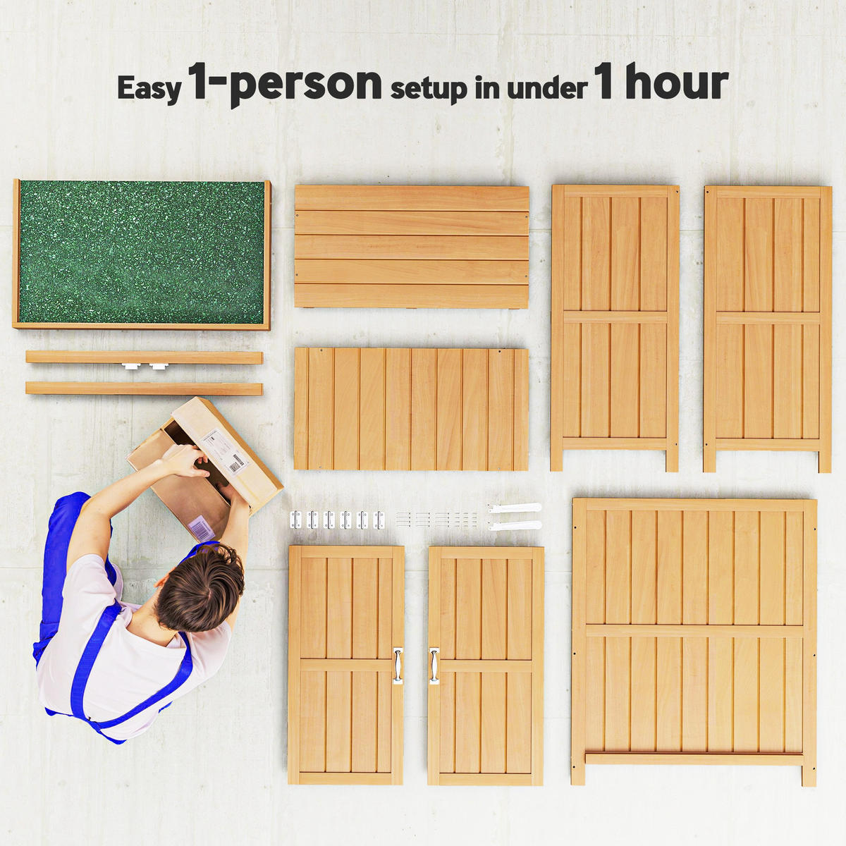 GARTENSCHRANK Geräteschuppen mit Doppeltür, 2 Fächern, wetterfest, Tannenholz, Natur - Fichtefarben, Holz (43/88/74cm) - Outsunny