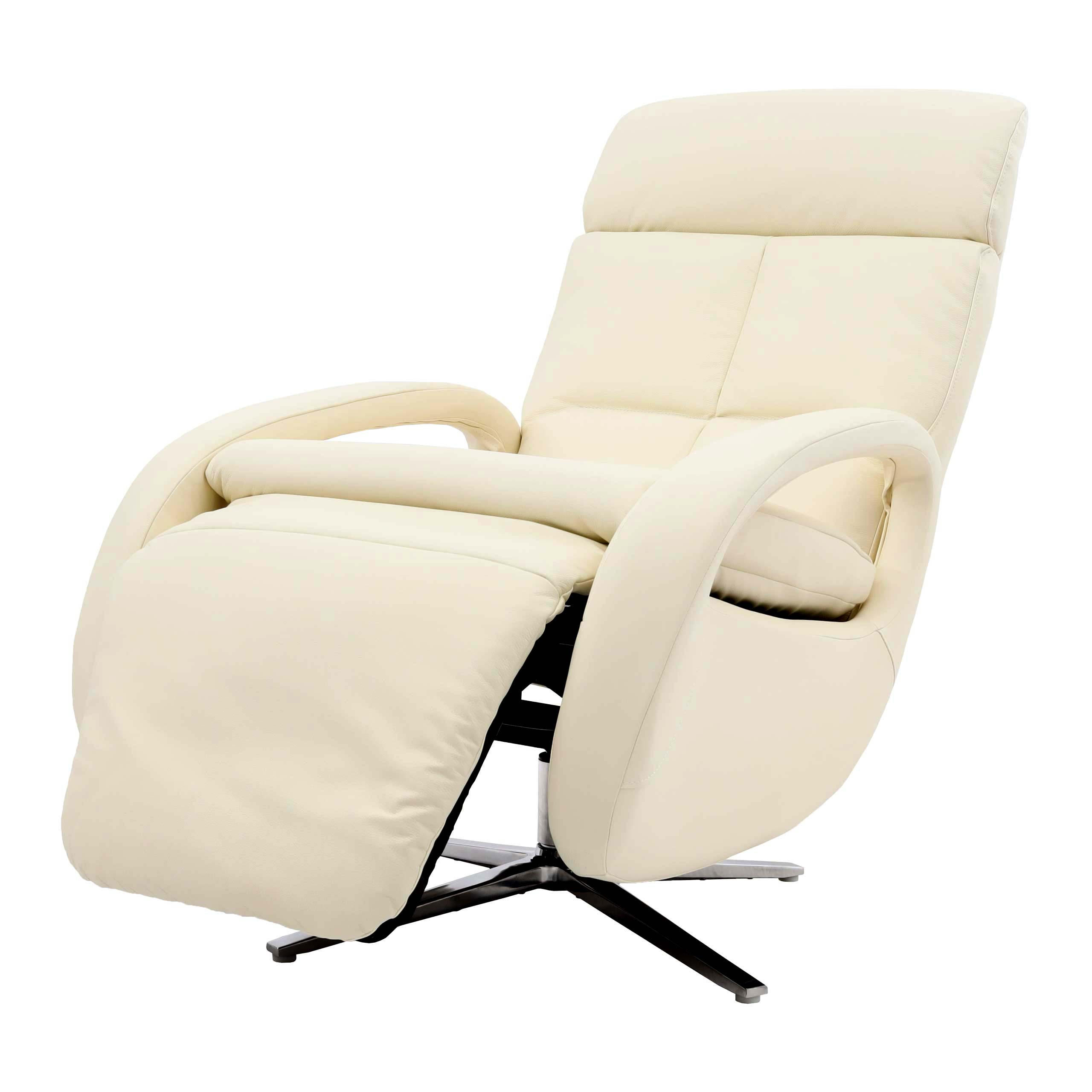 RELAXSESSEL Cremeweiß - Weiß, Leder (70/109/147cm) - MCW