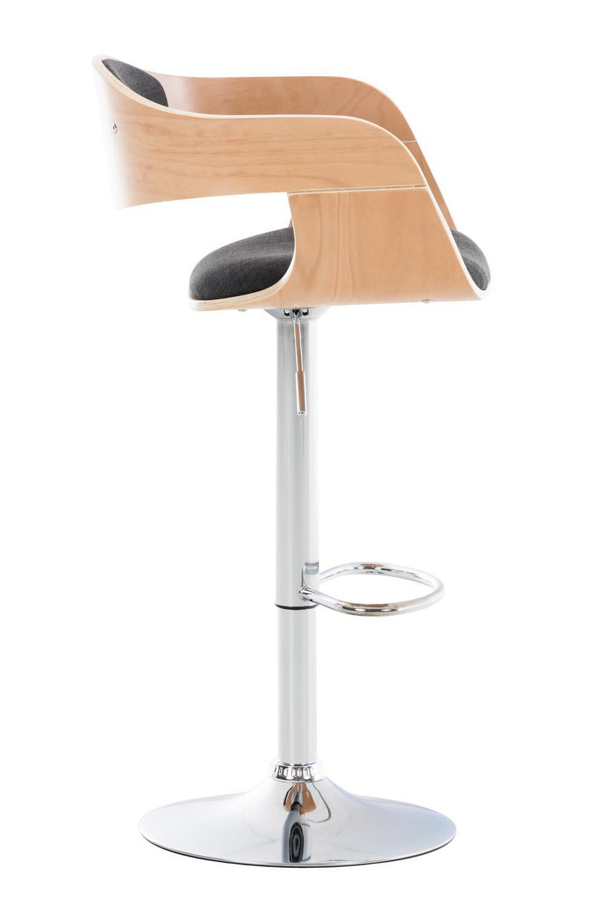 BARHOCKER 2er Set Stoff natura/dunkelgrau - Chromfarben/Dunkelgrau, Textil/Metall (50/88/48cm) - CLP