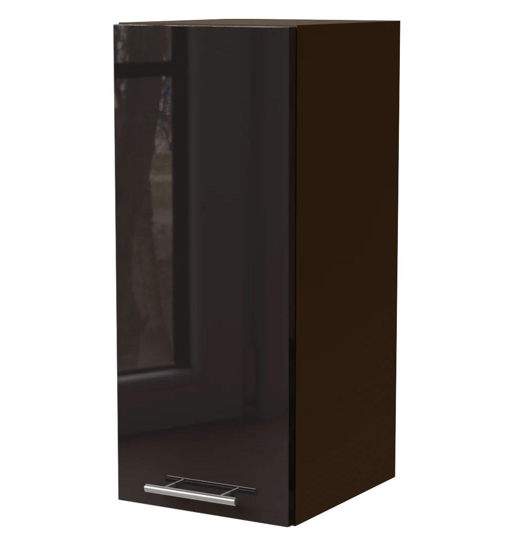 Feldmann-Wohnen Küchenhängeschrank Schwarz Hochglanz, Dunkelgrau 30x72x32.5 cm