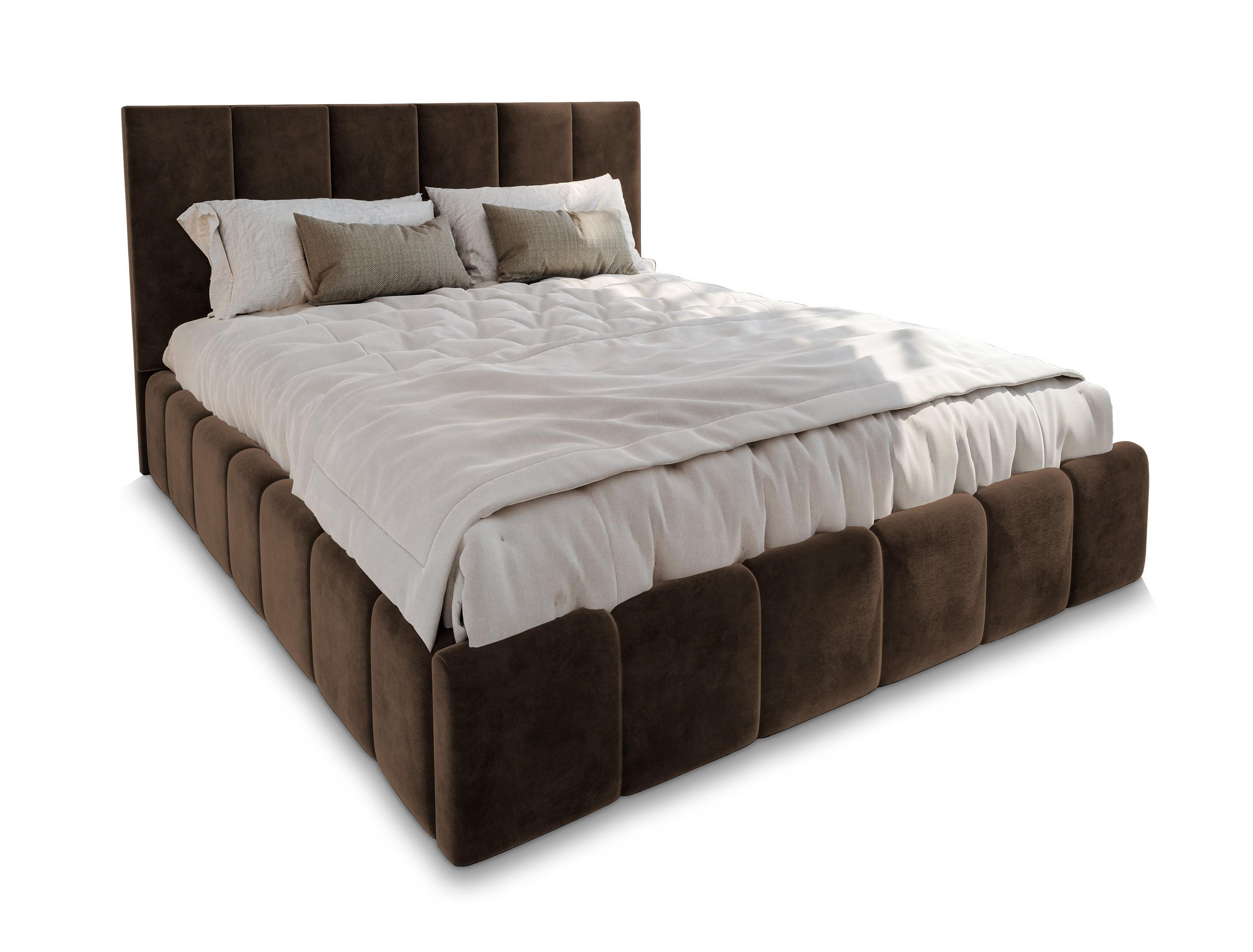POLSTERBETT TARANTO 180x200 cm mit Bettkästen - Braun - Braun, Holz (180/200cm) - MASSENO