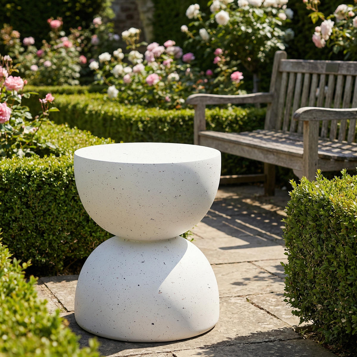 BEISTELLTISCH, MgO, Indoor/Outdoor, Terrazzo Weiß - Weiß, Naturmaterialien (39.5/39.5/45.5cm) - FLIEKS