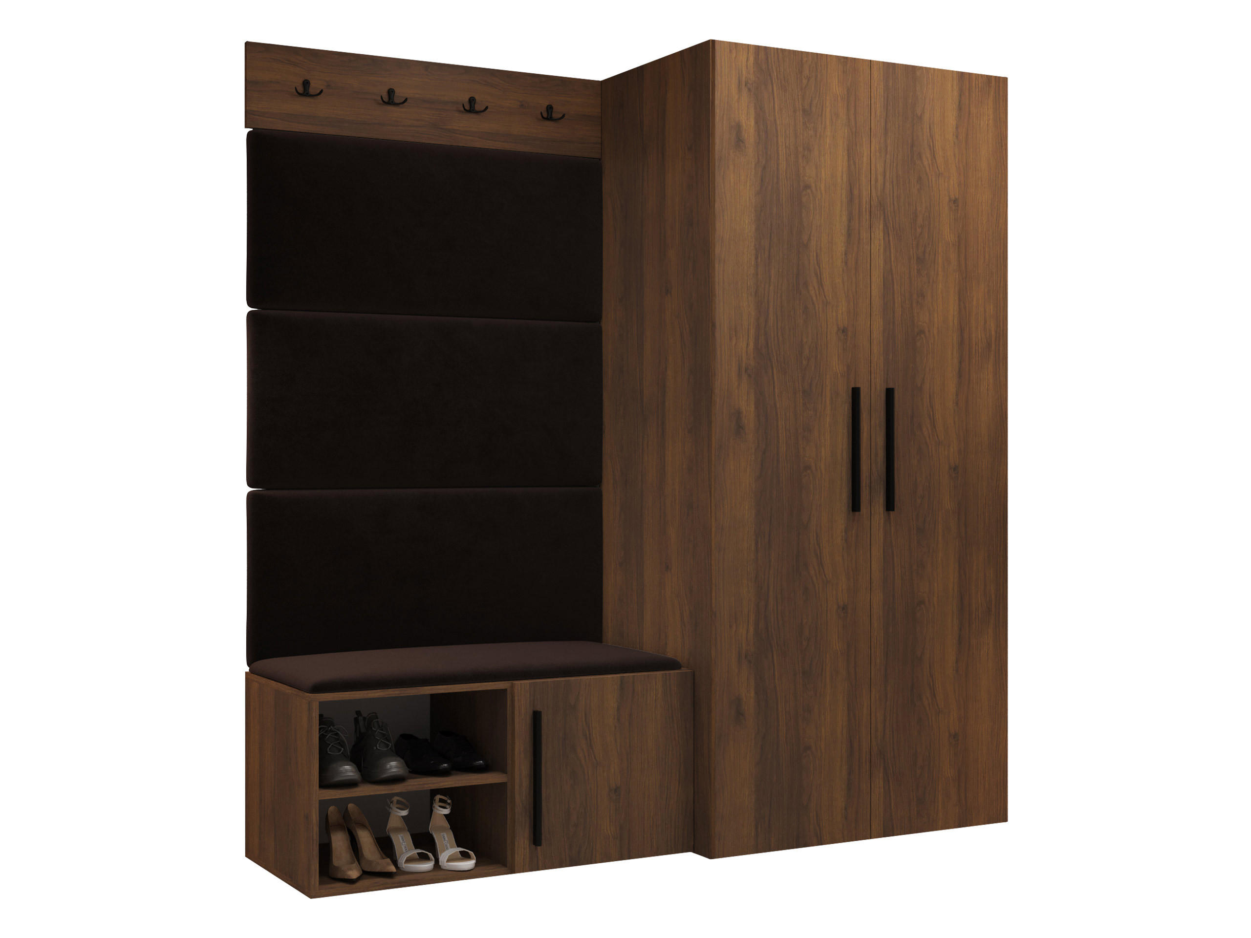 GARDEROBEN-SET Medi I - Nussbaumfarben/Schwarz, Holzwerkstoff/Kunststoff (80/191/50cm) - MIRJAN24