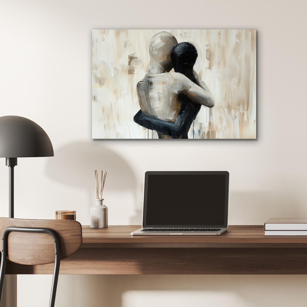 METALLBILD Abstrakt - Liebe - Schwarz und weiß - Modern 60x40 cm - Schwarz, Metall (60/40cm) - MuchoWow
