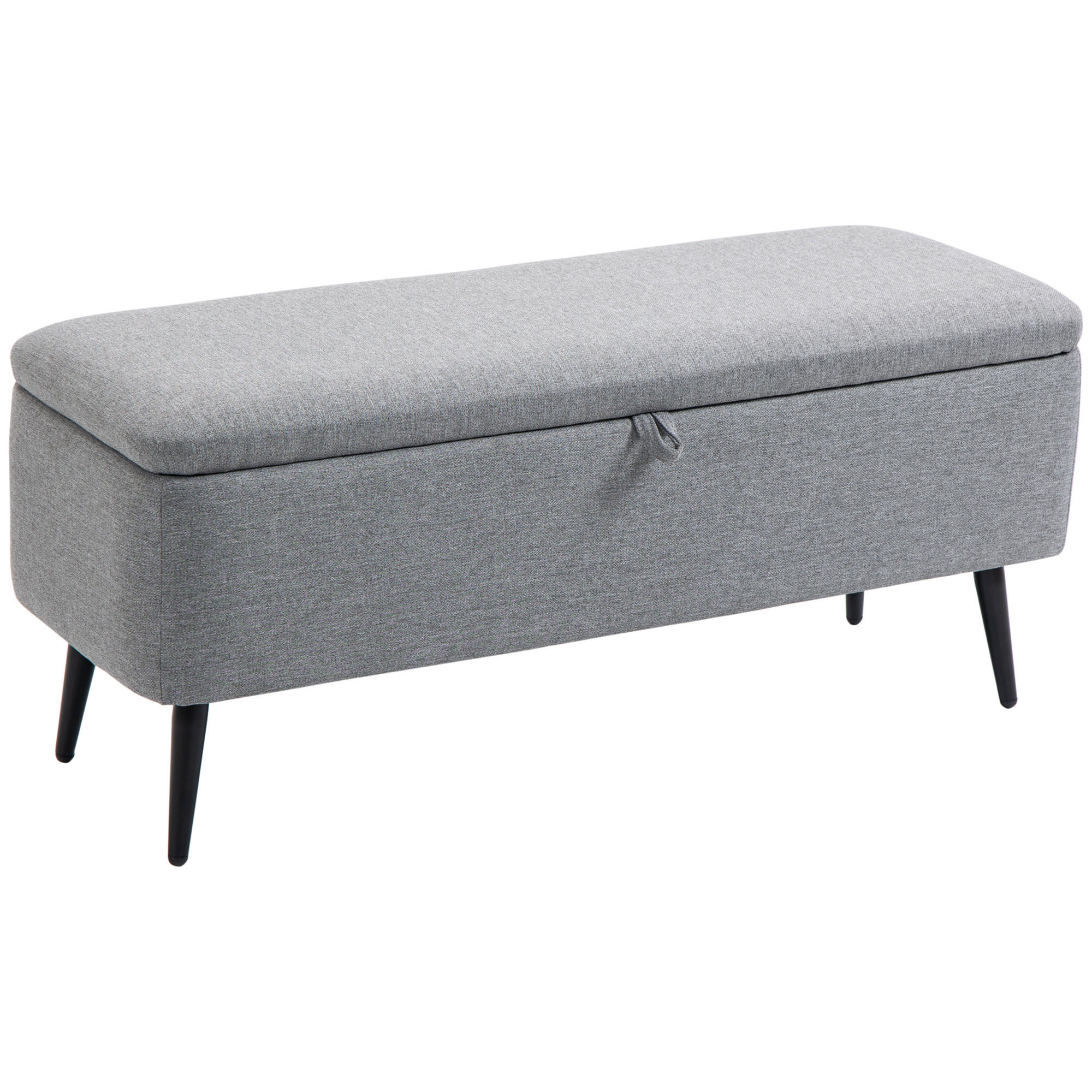 SITZBANK, Polsterbank mit Stauraum, Leinenoptik für Wohnzimmer, 101x38,5x44,5 cm - Grau, Kunststoff (38.5/44.5/101cm) - HOMCOM