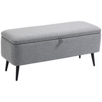SITZBANK, Polsterbank mit Stauraum, Leinenoptik für Wohnzimmer, 101x38,5x44,5 cm - Grau, Kunststoff (38.5/44.5/101cm) - HOMCOM