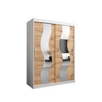 SCHWEBETÜRENSCHRANK 200/150/62 2-türig - Silberfarben/Eiche Artisan, Holz/Kunststoff (150/200/62cm) - Abiks Möbel