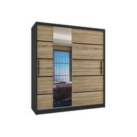 POSUVNÁ SKŘÍŇ Verona MBP, Černá/Dub Sonoma Mat, 133 cm, se zrcadlem - Sonoma dub, dřevo (133/216/60cm) - B BELINI GROUP