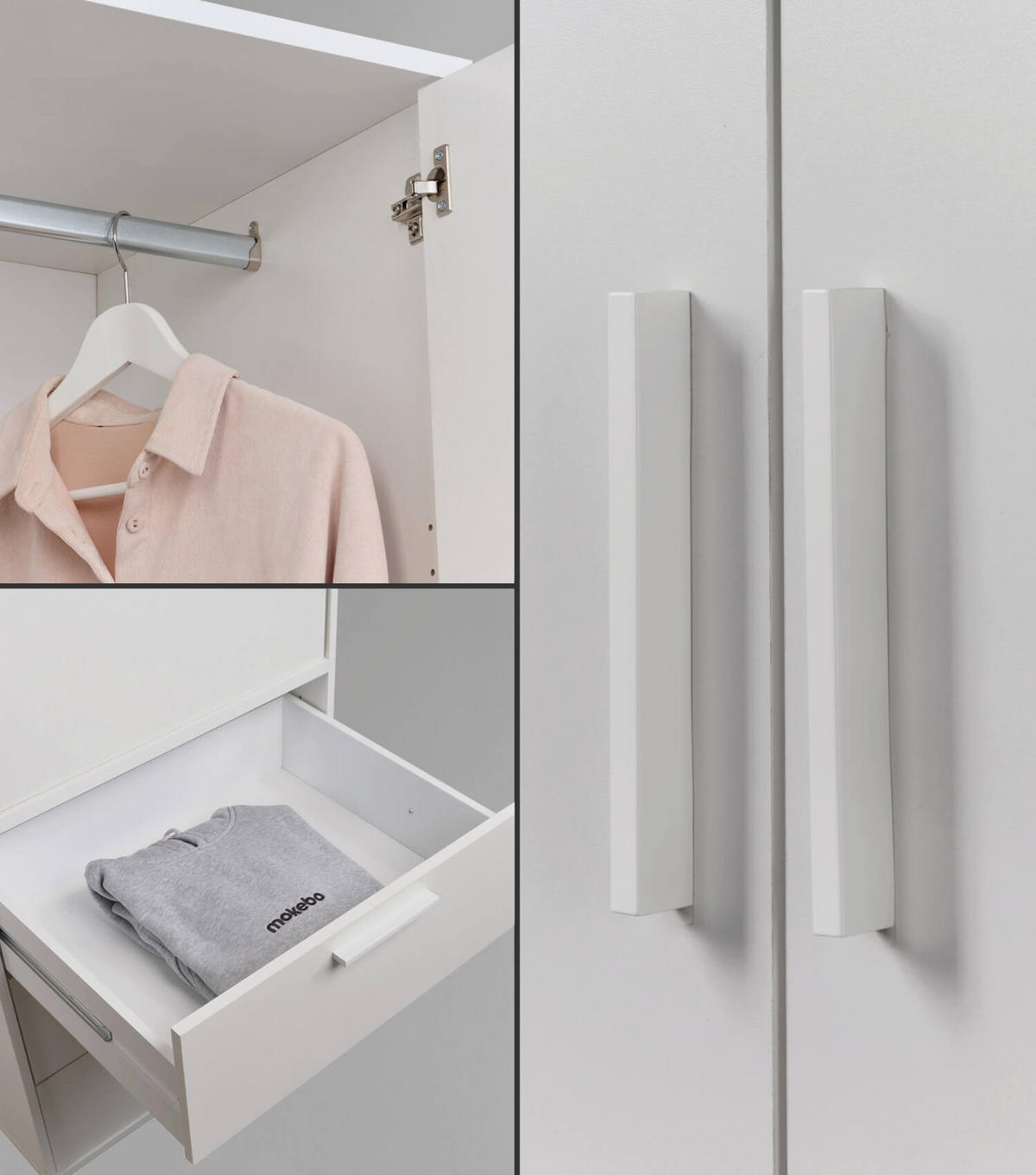 KLEIDERSCHRANK Der Grenzenlose - Weiß, Holzwerkstoff (90/187/58cm) - Mokebo