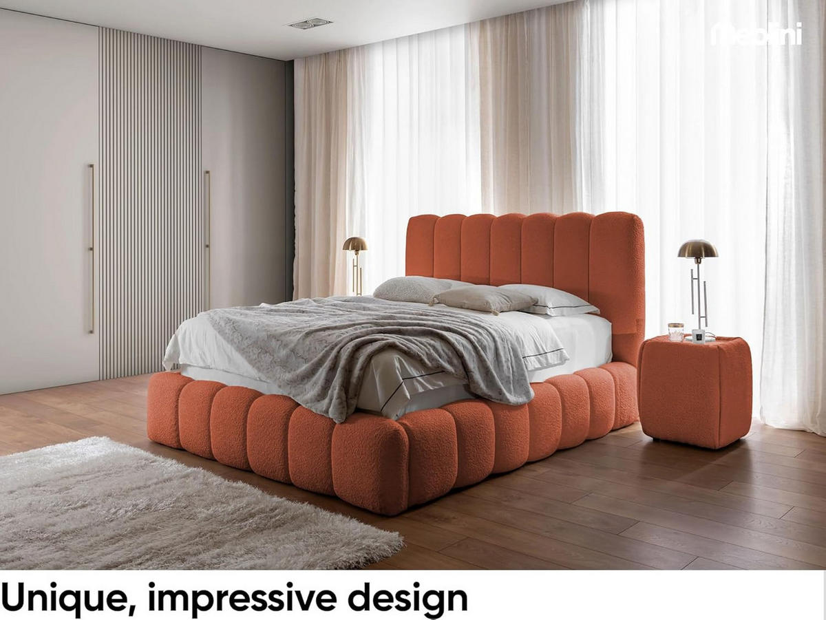 POLSTERBETT Carlos - Orange, Textil (120/200cm) - Meblini