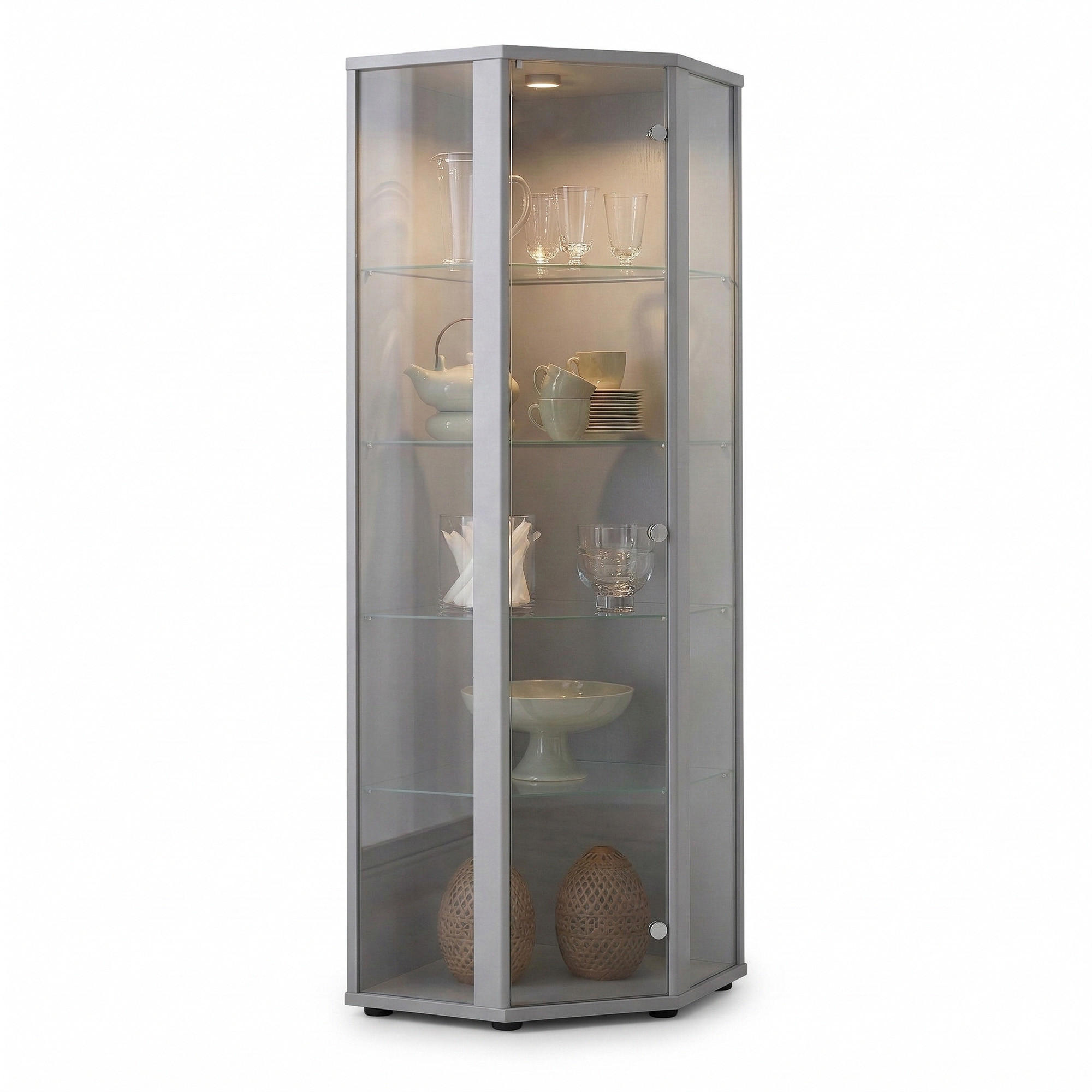 K-Möbel ROHOVÁ VITRÍNA 56,5/56,5/176 cm s LED
