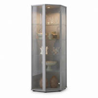 ECKVITRINE 56,5/56,5/176 cm mit LED - Transparent/Silberfarben, Glas/Holzwerkstoff (56.5/176/56.5cm) - K-Möbel