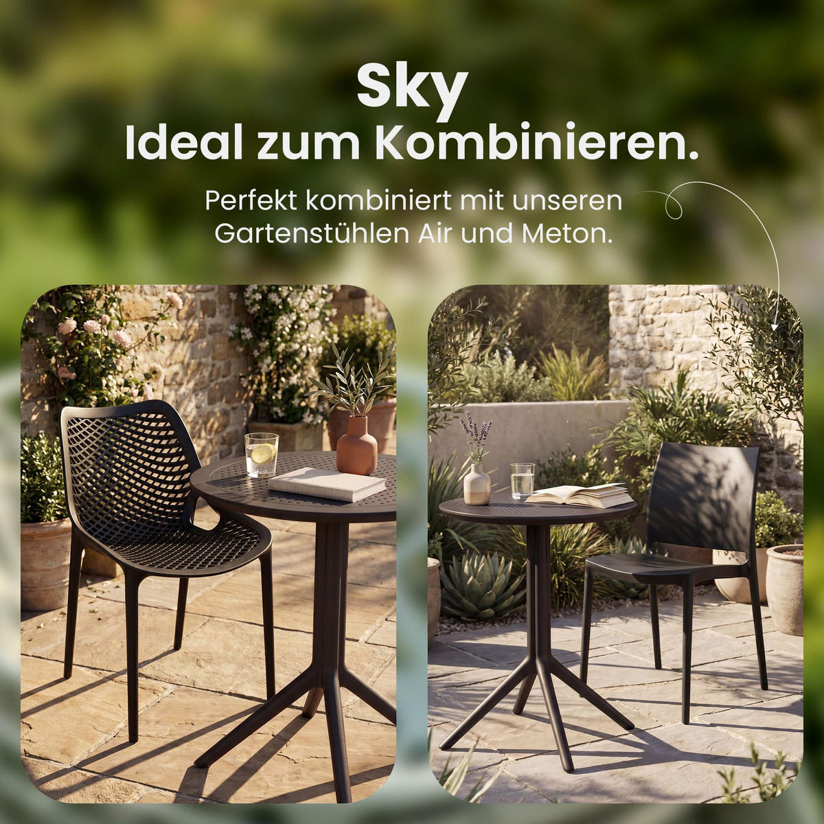 GARTENTISCH rund Kunststoff Schwarz - Schwarz, Kunststoff (60/60/74cm) - CLP