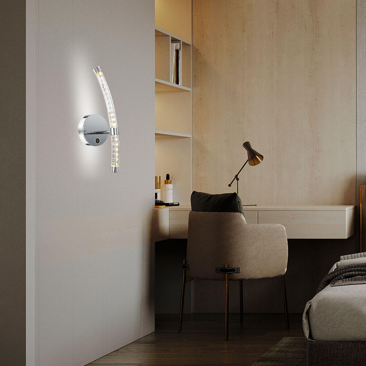 LED WANDLEUCHTE HYPERION Silber Glas - Silberfarben, Glas (12/37/14.2cm) - Globo Lighting