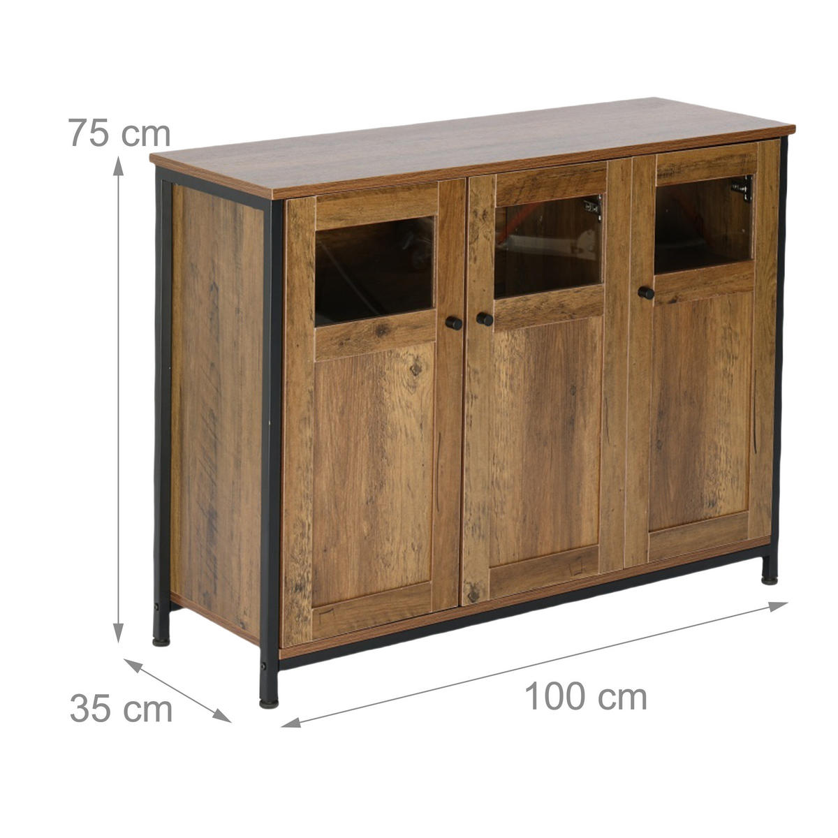 KUCHYNSKÝ regál - hnedá/čierna, kov/kompozitné drevo (100/75/35cm) - Relaxdays