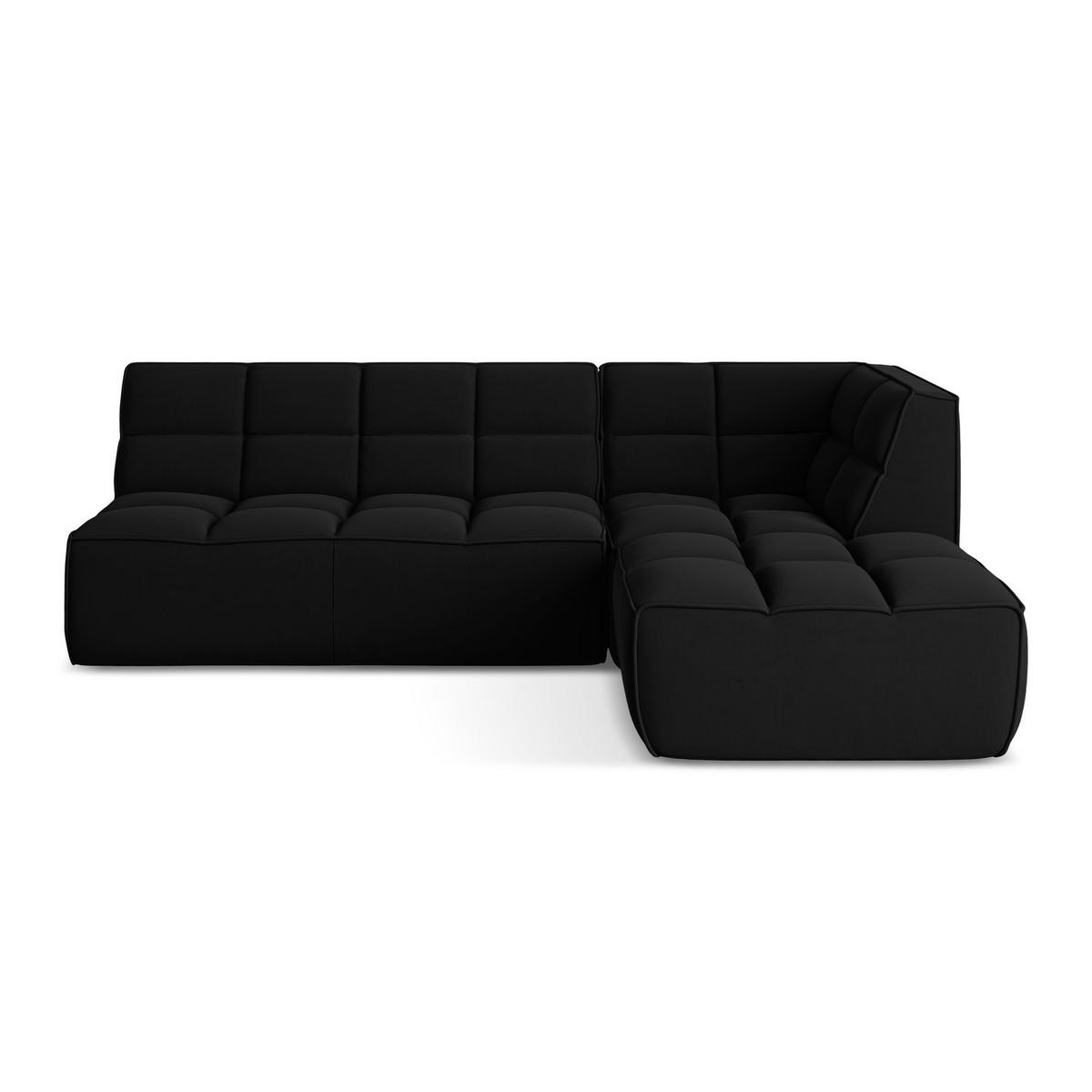 ECKSOFA Beidseitig Samt Stoff Schwarz - Schwarz, Kunststoff/Textil (258/178cm) - LaMiaSofa