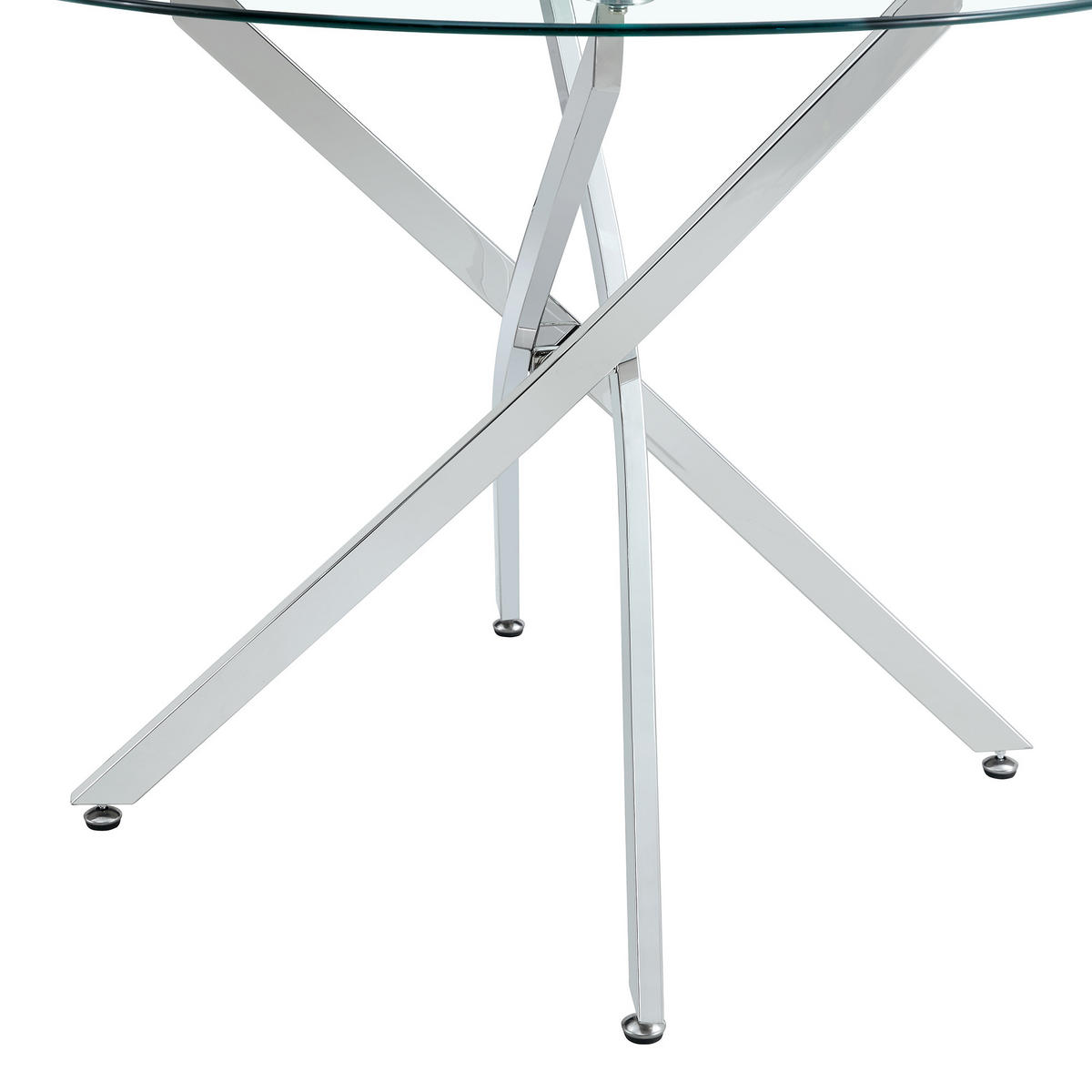 ESSTISCH runder mit silbernem Metallgestell 80/80/75 cm - Silberfarben, Metall (88/88/75cm) - Oxeza