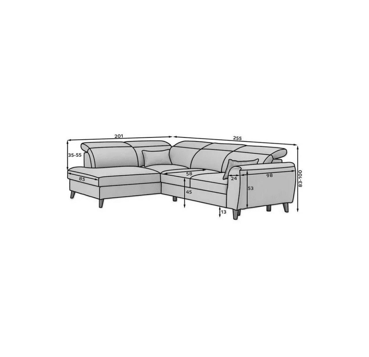 ECKSOFA mit Schlaffunktion & Bettkasten - Schwarz/Rosa, Holz/Textil (255/201cm) - Eltap