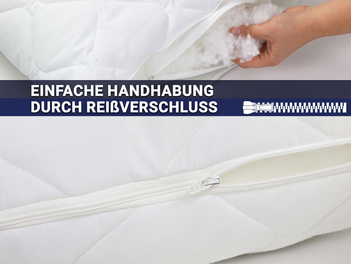 KOPFKISSEN, 40x80 cm, 100% Polyester-Hohlfaser Füllung - Weiß, Textil (40/80cm) - Zollner