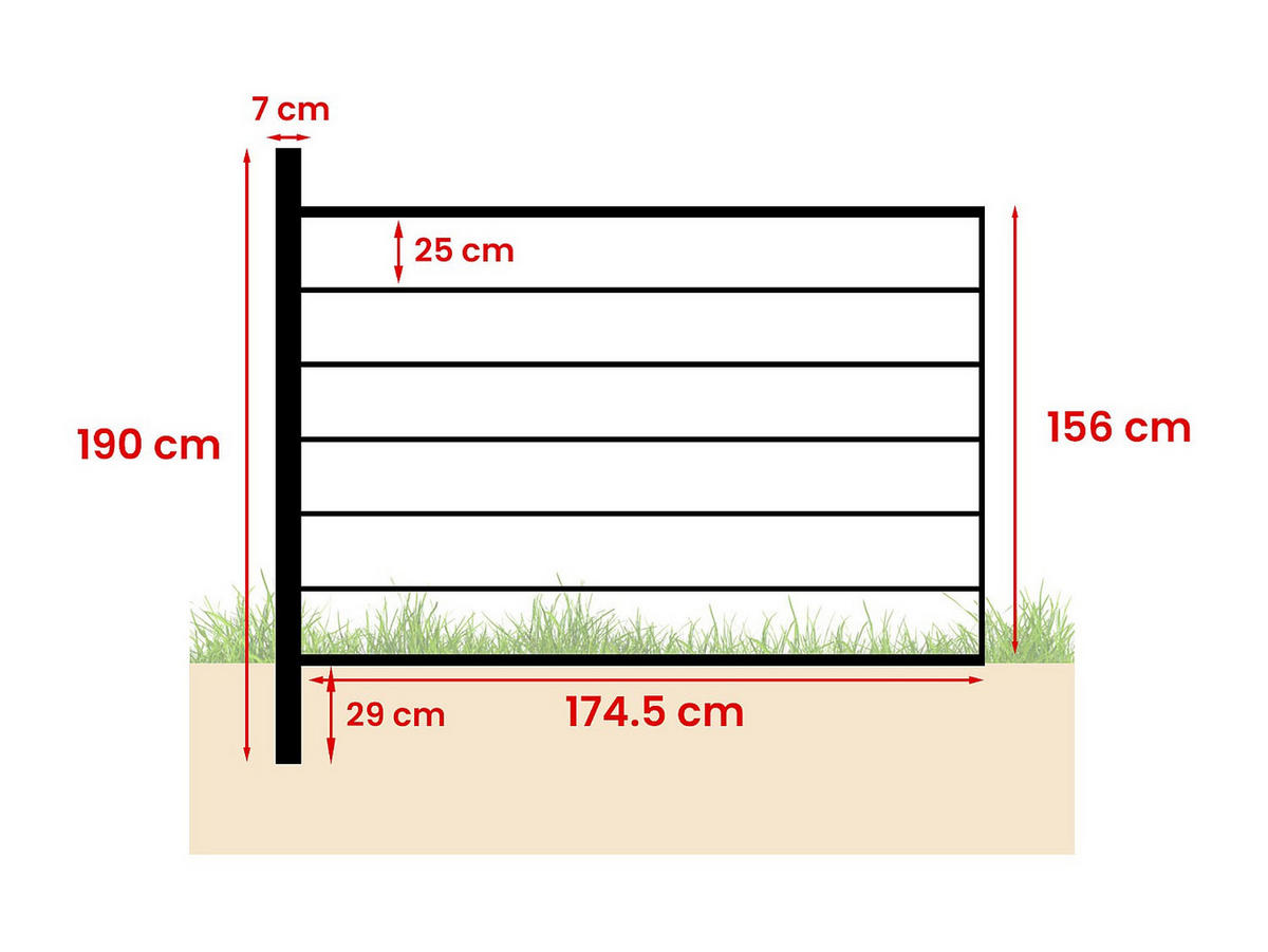 ZAUN - 174.5 cm x 2 cm - Verbundwerkstoff - Hellgrau ENOLA - Hellgrau, Holzwerkstoff (174.5/156cm) - Vente-Unique