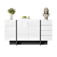 SIDEBOARD 150/40/80.5 cm Weiß/Schwarz aus MDF und Spanplatte mit 2 Türen und 4 Schubladen - Weiß, Holzwerkstoff (40/80.5/150cm) - OKMYHOME