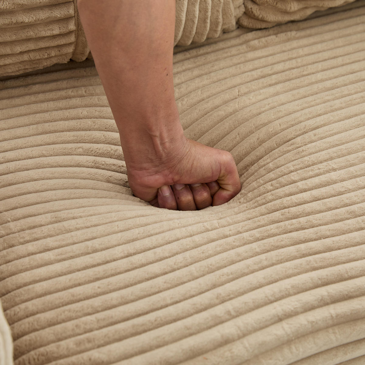 SCHLAFSOFA Modular mit Getränkehaltern und Seitentaschen, DE-42913, Khaki - Sandfarben, Textil (172/64/87cm) - ComfortXL