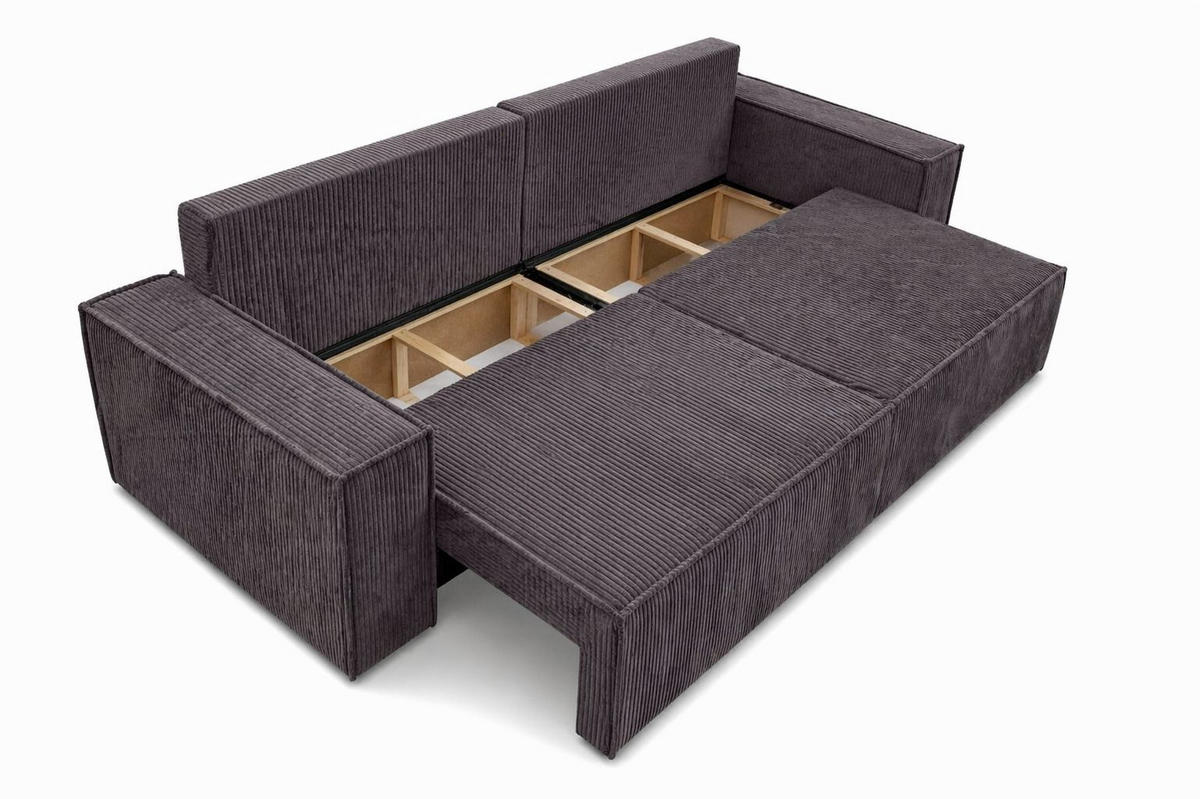 SOFA Mit Schlaffunktion Und Bettkasten, Cordstoff Poso, Dunkelgrau, BEST SCORNER - Dunkelgrau, Holz (245/83/90cm) - Kaiser Möbel