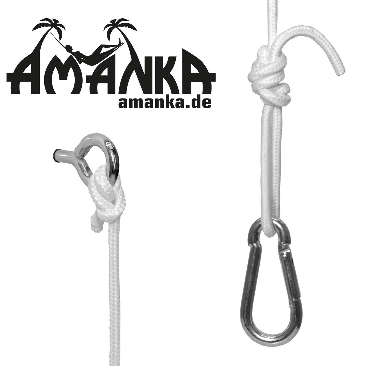 HÄNGEMATTEN Befestigung Panja - mit Karabiner und Schrauben - Weiß, Kunststoff (220cm) - Amanka