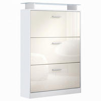 SCHUHSCHRANK Lavia Front in Creme Hochglanz - Creme, Holzwerkstoff (89/128/23cm) - Vladon